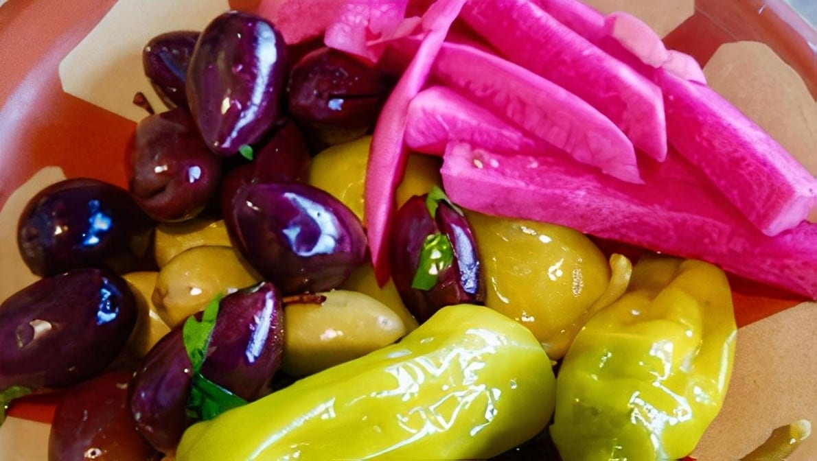 Assorted Olives & Pickles.