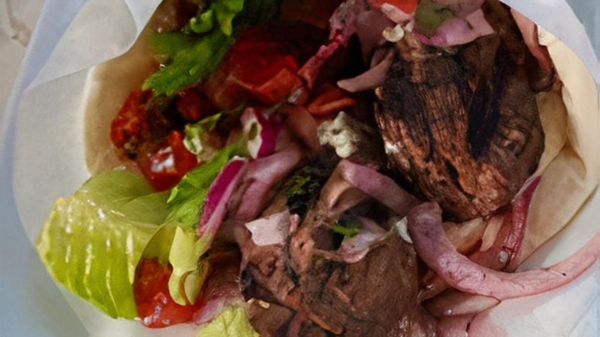 Beef Kabob Sandwich.