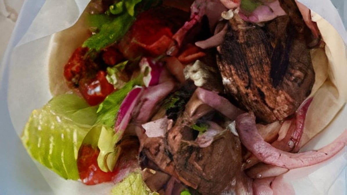 Lamb Kabob Sandwich.